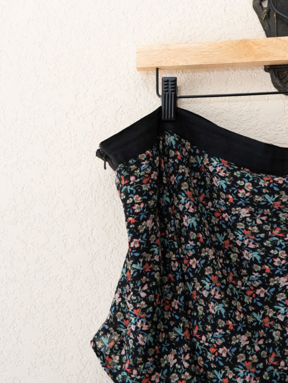 Lane Bryant Skirt Womens 24 Black Floral Tiered Ruffle Mini Side Zip Plus Size - Picture 9 of 12